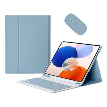 Imagem de Capa Para Samsung Tab S8 Ultra 14.6 &bluetooth Teclado e Mouse (Azul Enevoado, Teclado comum)