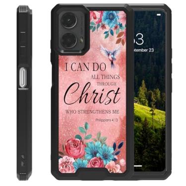 Imagem de CAPAUNVDA Capa para Motorola Moto G 5G 2024, proteção aprimorada da câmera, capa de telefone de proteção à prova de choque de nível militar para Moto G 5G 2024, Bíblia Filipenses 4-13