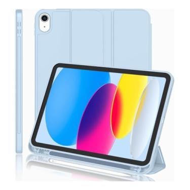 Imagem de Capa Case PREMIUM Anti Impacto com função sleep e suporte para iPad 10 10.9" e iPad 11 A16 2025 Com Compartimento Para Pencil Caneta Tampa Magnética (Azul Claro)