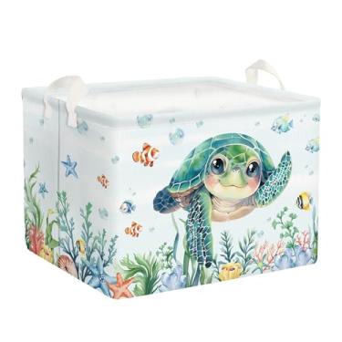 Imagem de Clastyle Grande Peixe Tartaruga Marinha Cesta Para Bebê Oceano Coral Alga Estrela Do Mar Brinquedo Estante Livros Piscina À Prova D'Água Toalha De Praia Caixa Armazenamento Cesto Roupa Suja Dobrável