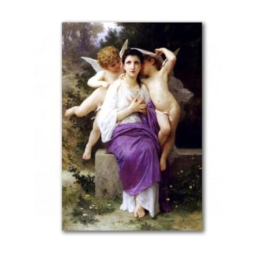 Imagem de LXURY Bouguereau. O despertar do coração. Reprodução de pinturas famosas. Arte de parede em tela. Pôsteres e impressões. Imagem para decoração de casa 80 x 120 cm sem moldura