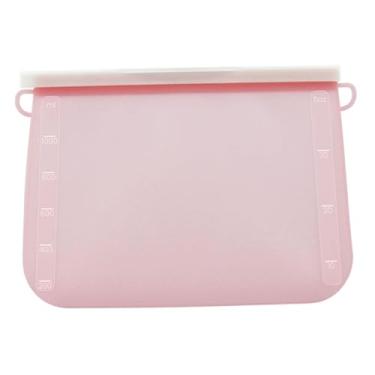 Imagem de IEUDNS Saco de silicone reutilizável para alimentos, bolsa para freezer, leve, organizador de lanches de frutas e leite, bolsa de armazenamento para viagem, Rosa