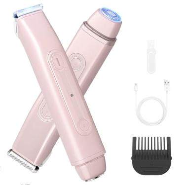 Imagem de Qreeyx Aparador de biquíni elétrico para mulheres, 2 em 1 de cabeça dupla, sem fio, aparador de pelos corporais, remoção de pelos faciais para rosto, lábio, queixo, pernas púbicas, axilas, IPX6, à