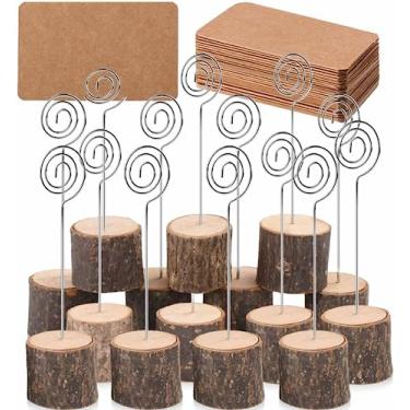 Imagem de senover Conjunto De 20 Porta-Cartões Lugar, Números Mesa Madeira Rústica Com 30 Cartões, Perfeito Para Decoração Casamento E Festa