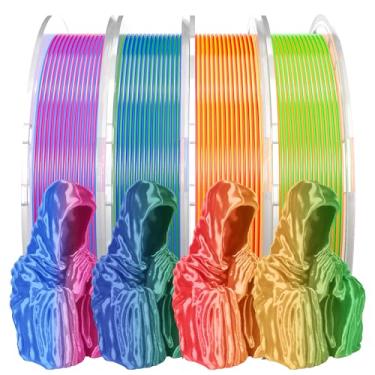 Imagem de PINBALL Filamento Para Impressora 3D De Seda, Coextrusão Duas Cores, Pla, 1,75 Mm +/- 0,03 Mm, Impressão Bicolor, 0,25 Kg/Bobinas, Pacote Com 4 (2,2 Lbs), Vermelho/Azul, Dourado/Vermelho, Azul/Verde
