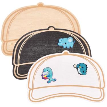 Imagem de CREATCABIN 3 peças de boné de caminhoneiro com remendo modelo de boné de caminhoneiro preto MDF de madeira personalizado design de placas finas layout de adesivos para criar designs elegantes de bonés