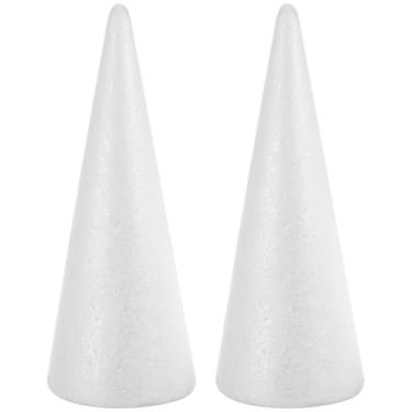 Imagem de Operitacx Pacote com 2 cones de isopor para artesanato, cones de espuma de árvore de Natal de 11 x 33 cm para suprimentos de artesanato, Natal, gnomos de férias, casamento, aniversário, projeto de