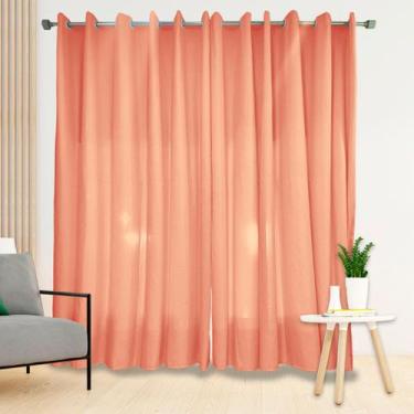 Imagem de Cortina Manu 3.00m x 2.50m Decorativa Micro Percal Ilhós Branco Sala Q