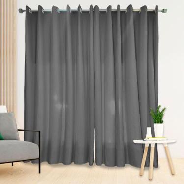 Imagem de Cortina Manu 3.00m x 2.50m Decorativa Micro Percal Ilhós Branco Sala Q