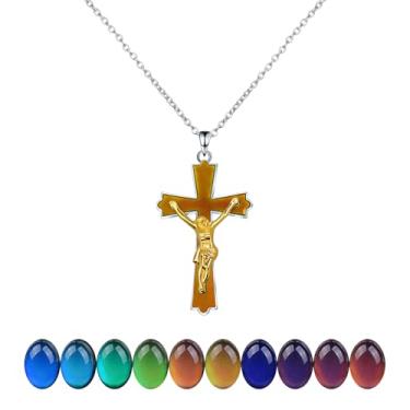 Imagem de AINILOVE Colar com sensor de temperatura que muda de cor, amor, coração, borboleta, golfinho, lua, estrela, humor para mulheres, anel de pedras preciosas, presentes de festa de aniversário, Adjustable