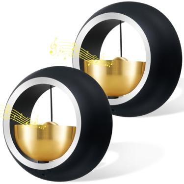 Imagem de Otoolling 2 peças de sino de lojista para abertura de porta, sinos de porta para negócios, campainha magnética decorativa para entrada de negócios, sinos pretos pendurados para escritório, casa