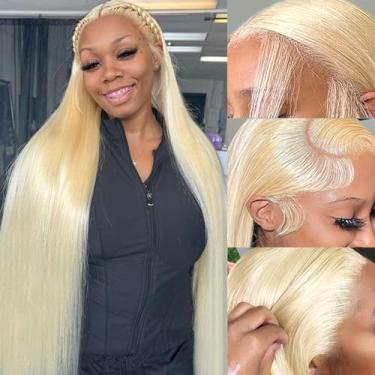 Imagem de SPOU Peruca frontal reta 613 5x5 cabelo humano densidade 180 613 loiro peruca frontal de renda cabelo humano liso HD peruca loira cabelo humano 81 cm