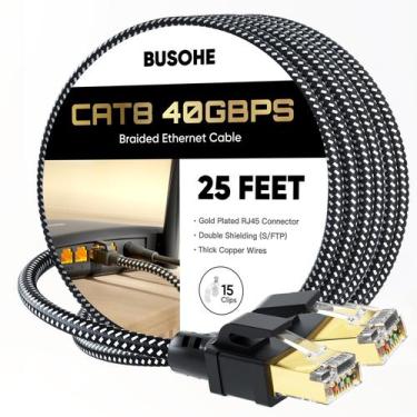 Imagem de Cabo Ethernet BUSOHE Cat 8 25 pés 40 Gbps 2000 Mhz RJ45 resistente a U