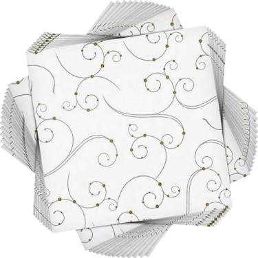 Imagem de Hanna K. Signature Collection Luncheon Paper Swirls a& Pearls Collection | Pacote com 40 guardanapos, prata, ouro, branco