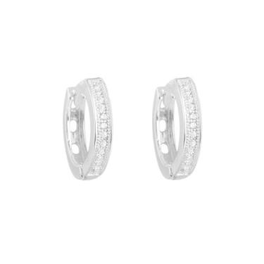 Imagem de Brinco Argola Cravejada Zircônia De Prata 925 - DR Joias