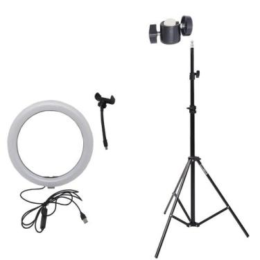 Imagem de Lâmpada Anel Luz Led Suporte Celular+ Tripé Grande Regulável - Macroza
