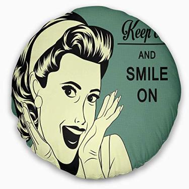 Imagem de Retrato abstrato feminino retrô da Designart Pop Art sala de estar, sofá, almofada de alta qualidade + capa de almofada impressa em ambos os lados 40 cm