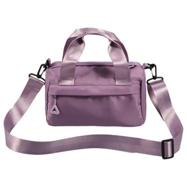 Imagem de Tcwhniev Mini bolsa de ginástica à prova d'água de nylon multiuso bolsa de ombro fitness elegante bolsa de viagem com alça ajustável, Roxo, 9.4 x 5.5 x 4.7 in