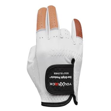 Imagem de Luvas de golfe masculinas Ever-Bright OptiColors Luvas de golfe de couro premium (marrom camelo, marrom, GG esquerdo)