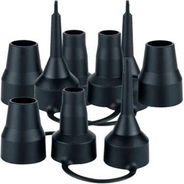 Imagem de Isslly 3 conjuntos de bicos de bomba de ar, cabeça de bomba inflável de plástico, 3 tamanhos de bicos de substituição para camas infláveis, colchões, brinquedos de piscina - preto