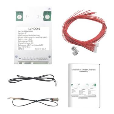 Imagem de LVNOON LB04A Series Smart Active Balance BMS para NCM LIFEPO4 LTO 20S 40A 60V com controlo de aplicação (série LB04A, LB04A20S40A)