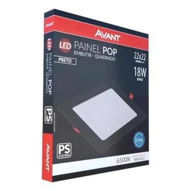 Imagem de 2X Painel Plafon Quadrado Embutir 18W Preto Avant Branco Fri