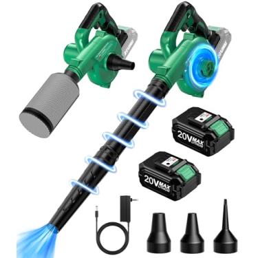 Imagem de K I M O. Combo de aspirador de folhas sem fio, 3 bocais e 3 modos para inflação e esvaziamento, 20.000 RPM 150 MPH de alta velocidade, tubo estendido de 50 cm, pacote com 2 sopradores de folhas