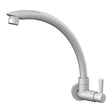 Imagem de Torneira Para Cozinha De Parede Bica Móvel Alta Ándria Branca Com Bitola De 1/2" - 3/4" Durín