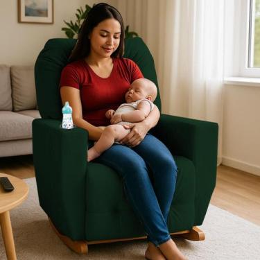 Imagem de Poltrona de Amamentação Balanço Antonella Puff - B Home Decor, Verde