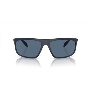 Imagem de Emporio Armani Óculos de sol retangulares masculinos Ea4212u com ajuste universal, Azul fosco/borracha cinza/azul escuro, 64 mm