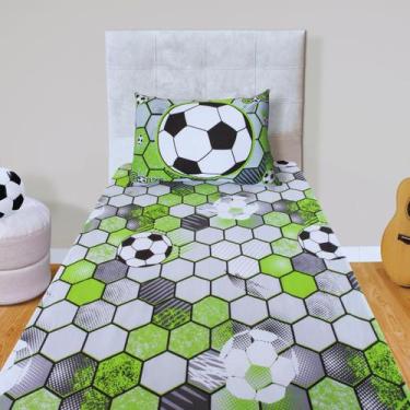 Imagem de Jogo de Cama Solteiro Infantil Com Elástico Futebol Bola 2 Peças - Sho