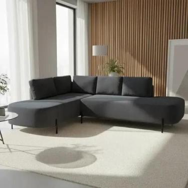 Imagem de Sofá de Canto Orgânico 4 Lugares 265cm Base de Ferro Chaise Esquerda L