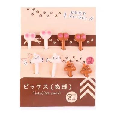 Imagem de Mini garfos palitos infantis petiscos lanches Lancheiras NADEGAS 08pçs