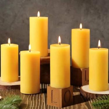 Imagem de Velas de pilar de cera de abelha MAKALONE, 2 x 4 polegadas, cera de ab