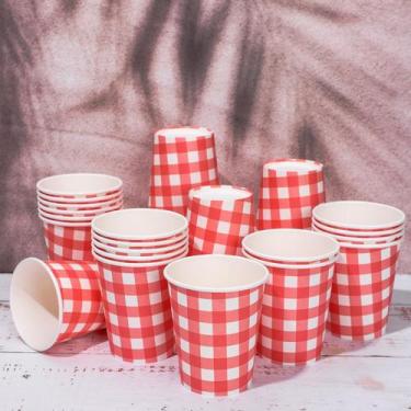 Imagem de Copos de papel Whaline Gingham Checkered Plaid Buffalo 250mL x50