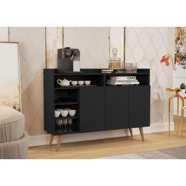 Imagem de Buffet Aparador 3 Portas Nichos Retro Elba Black - Mobiliar Home Shop