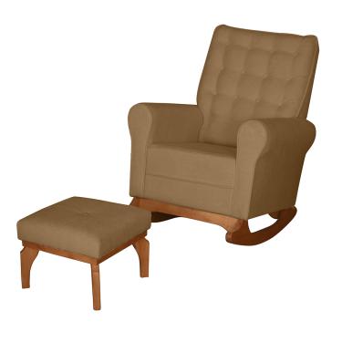 Imagem de Poltrona de Amamentação com Balanço e Puff Thaila Bouclê Marrom F06 - D'Rossi