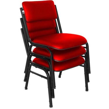 Imagem de Kit com 3 Cadeiras para Auditórios Linha Hotel Smart Vermelho