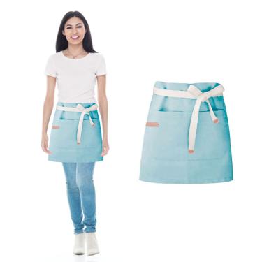Imagem de Avental de Cintura Azul Claro Algodao Cafeteria Vegano 10un