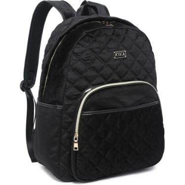 Imagem de Mochila Kika Camurça Feminina Costa Notebook Juvenil Escolar, Preto