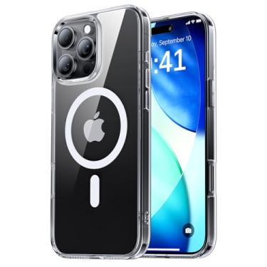 Imagem de Faiono Capa magnética para iPhone 15 Pro Max [proteção de nível militar] [compatível com MagSafe] [Fosco translúcido] Capa protetora fina à prova de choque para iPhone 15 Pro Max, transparente