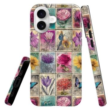 Imagem de heindiy Compatível com iPhone 17, capa brilhante com proteção total à prova de choque e anti-arranhões, capas para homens e mulheres - carimbos postais vintage