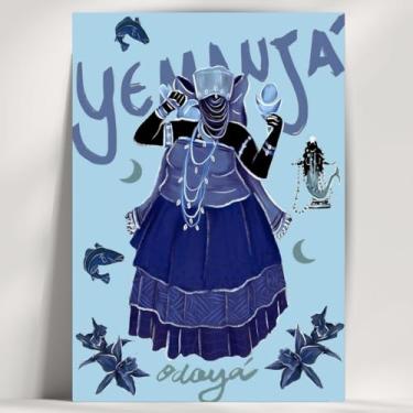 Imagem de Coleção de 62 quadros decorativos Giz - Umbanda e Candomblé - Decoração Orixá - Afro Brasileira - Escolha o seu Orixá! (Clássico, Iemanjá, 20x14cm)