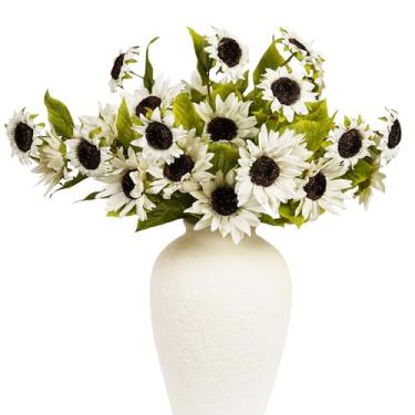 Imagem de Srifoliage Flores artificiais (6, girassóis brancos)