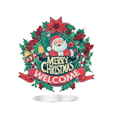 Imagem de Zariocy Kits de arte de diamante de mesa 5D para adultos – Enfeite de mesa especial com strass dupla face, guirlanda de Papai Noel, faça você mesmo, pintura de diamante de Natal, kit de artesanato de