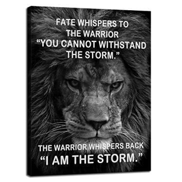 Imagem de Arte de parede inspiradora em tela com citações motivacionais de empreendedor, impressão de leão, imagem animal, escritório, decoração de parede para sala de estar, quarto, academia, decoração