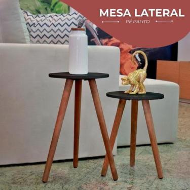 Imagem de Mesa Redonda De Canto Lateral Retro Pe Palito - KELAN, Branco
