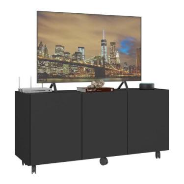 Imagem de Rack Para Até 32 Polegadas E Rodízios Mp1065 Preto Preto - MULTIMOVEIS