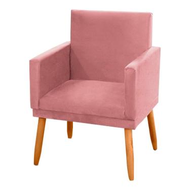 Imagem de Poltrona Decorativa Lauren Pés Palito Suede Rosê - Desk Design