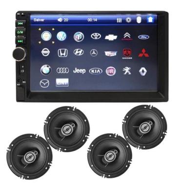 Imagem de Kit Som Automotivo Mp5 2Din Androidauto Carplay e 4 Falantes 6 Polegad